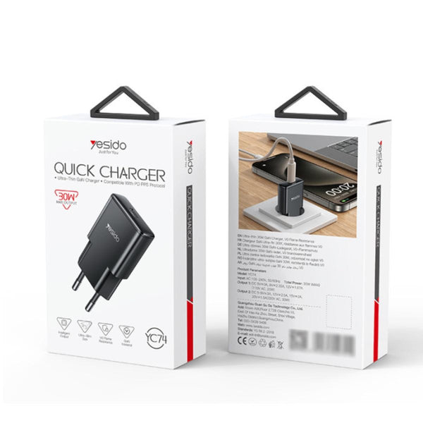 YESIDO YC74 30W GaN Ultra-Thin Fast Charger