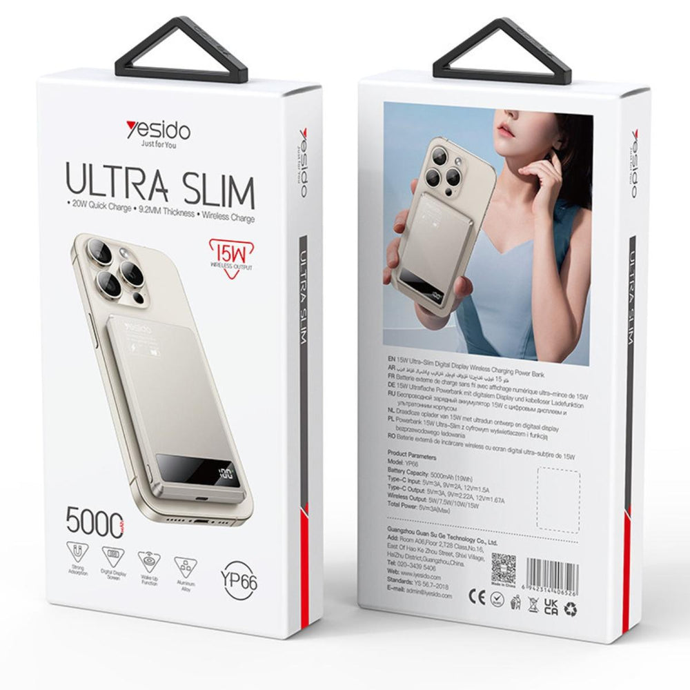 YESIDO YP66 Ultra-Slim Magnetic Power Bank