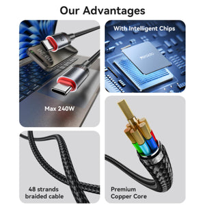 Yesido CA185 1.2M Type-C to Type-C 240W Fast Charging Cable