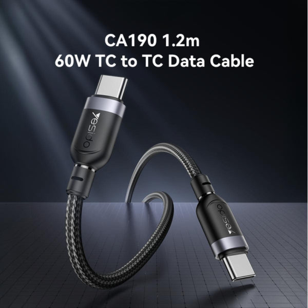 Yesido CA190 1.2M Type-C to Type-C 60W Fast Charging Cable
