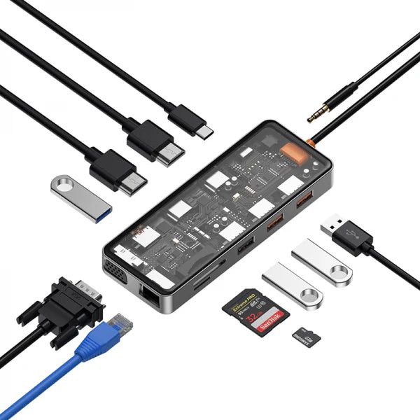 WIWU CB012 TRANSPARENT 12 IN 1 CYBER USB-C HUB