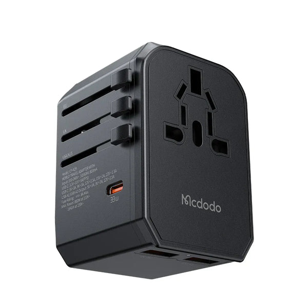 MCDODO CP-3260 25W 2C+1A Universal Travel Adapter((UK/US/EU)+60W C to C cable 1m