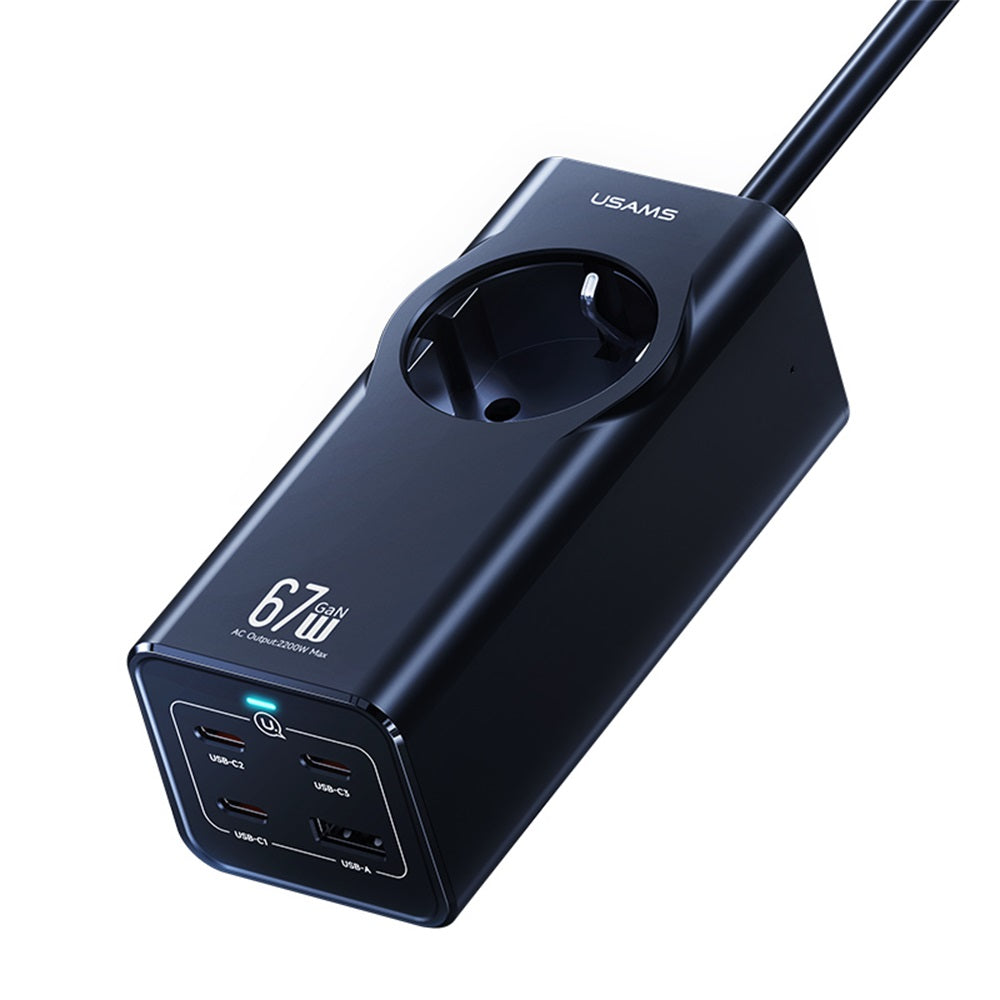 USAMS-CC225 67W Four-port Fast Charging Adapter 3C+1U  1.5M Cable 2200W AC power strip
