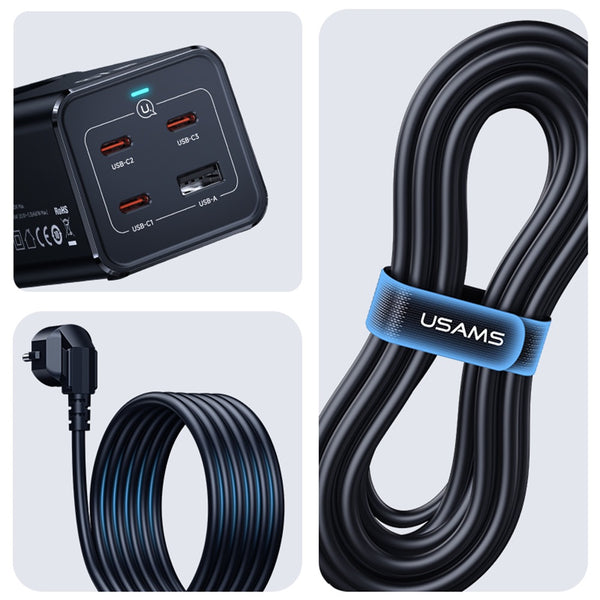 USAMS-CC225 67W Four-port Fast Charging Adapter 3C+1U  1.5M Cable 2200W AC power strip