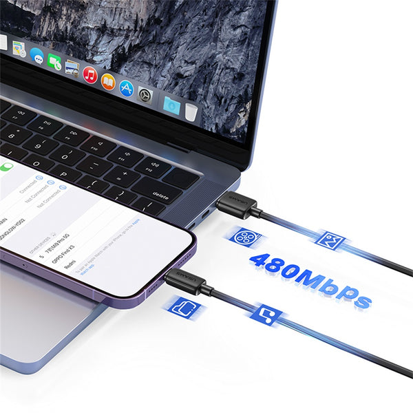 USAMS US-SJ694 USB Lightning 2.4A Striped Data Cable-KY Series 2M
