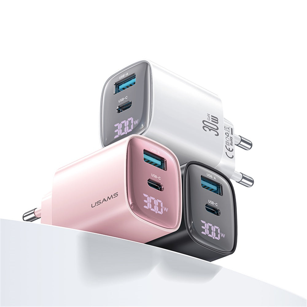 USAMS CC229 30W A+C GaN Digital Display  Fast Charger XC Series